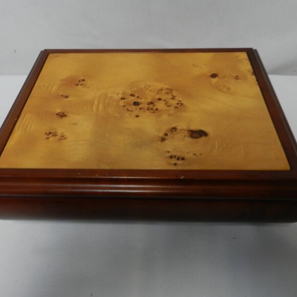 VINTAGE Wood Footed Jewelry Trinket box w/ Mirror metal footed 10" x 7" hinged - Picture 4 of 16